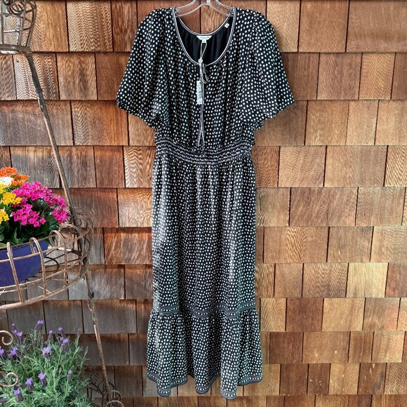 NWT Max Studio London Black/White Polka Dot Tiered Maxi Dress in Women's X-Large - Picture 2 of 16